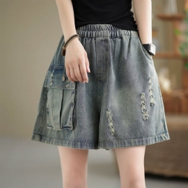 Dames Retro Losse Zomer Katoenen Denim Shorts