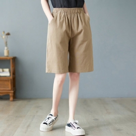 Dames Zomer Hoge Taille Linnen Casual Shorts