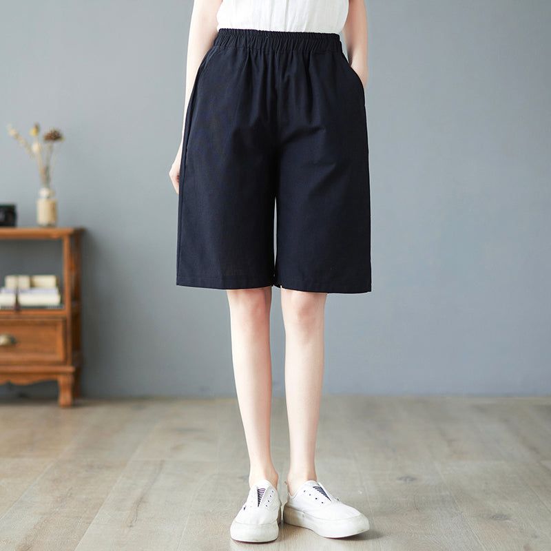 Dames Zomer Hoge Taille Linnen Casual Shorts