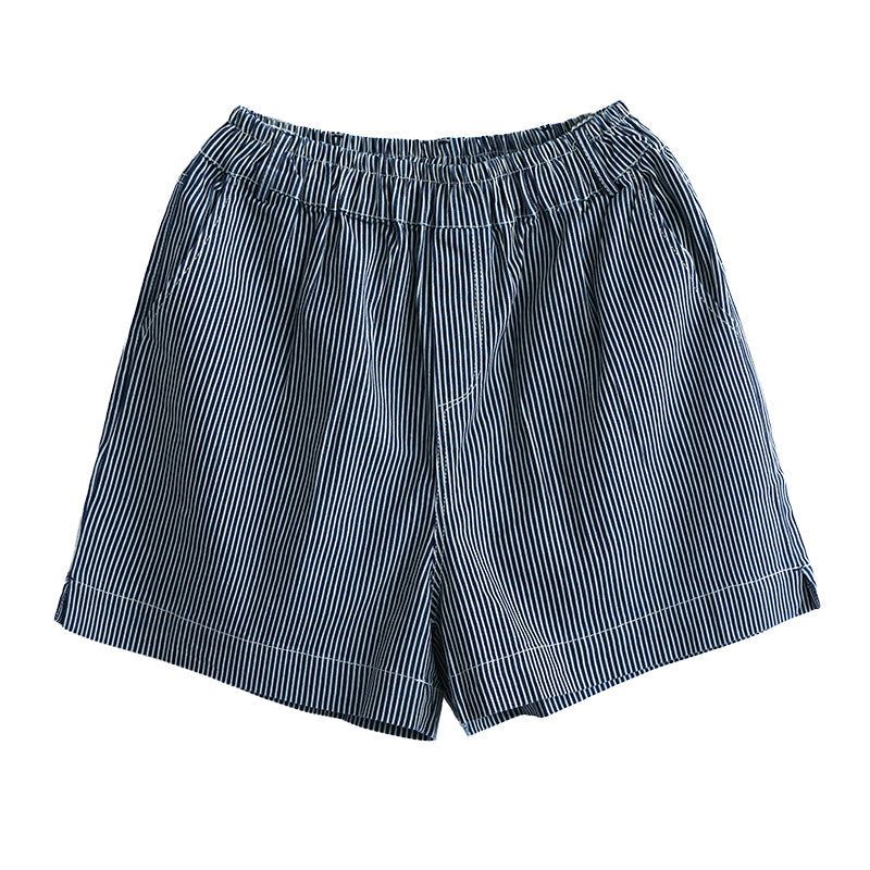 Dames Zomer Losse Gestreepte Katoenen Denim Shorts