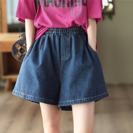 Dames Zomer Retro Losse Katoenen Denim Shorts