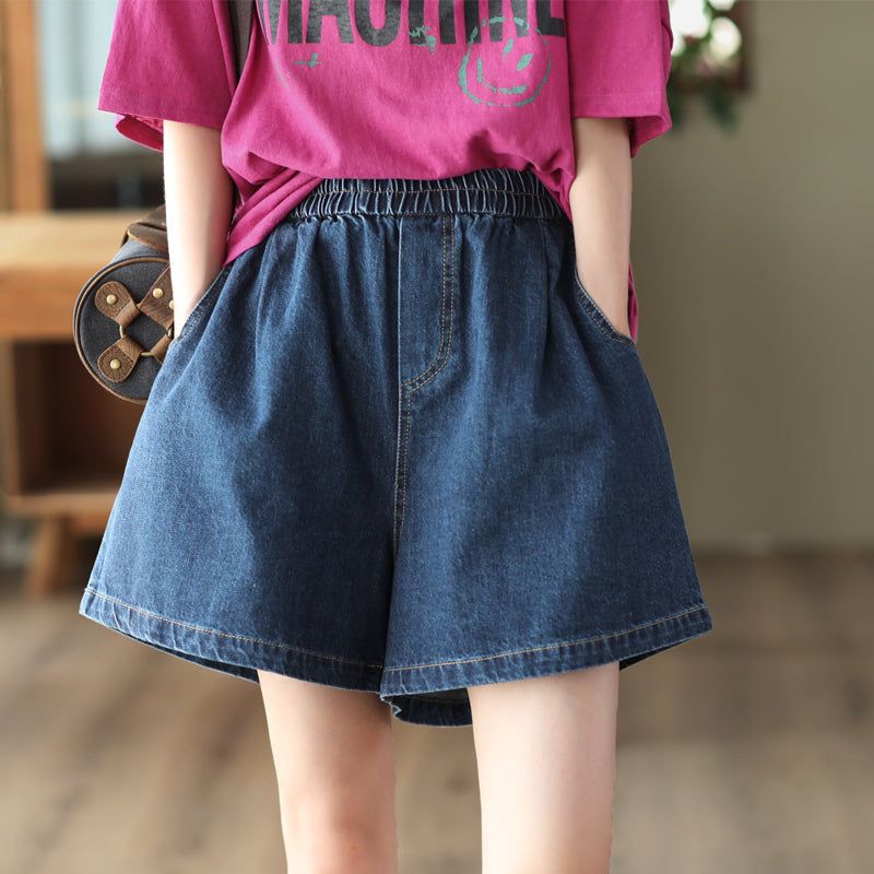 Dames Zomer Retro Losse Katoenen Denim Shorts