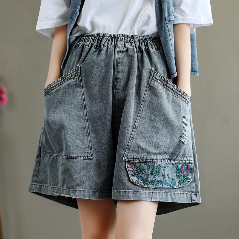 Plus Maat Gescheurde Losse Vintage Denim Shorts