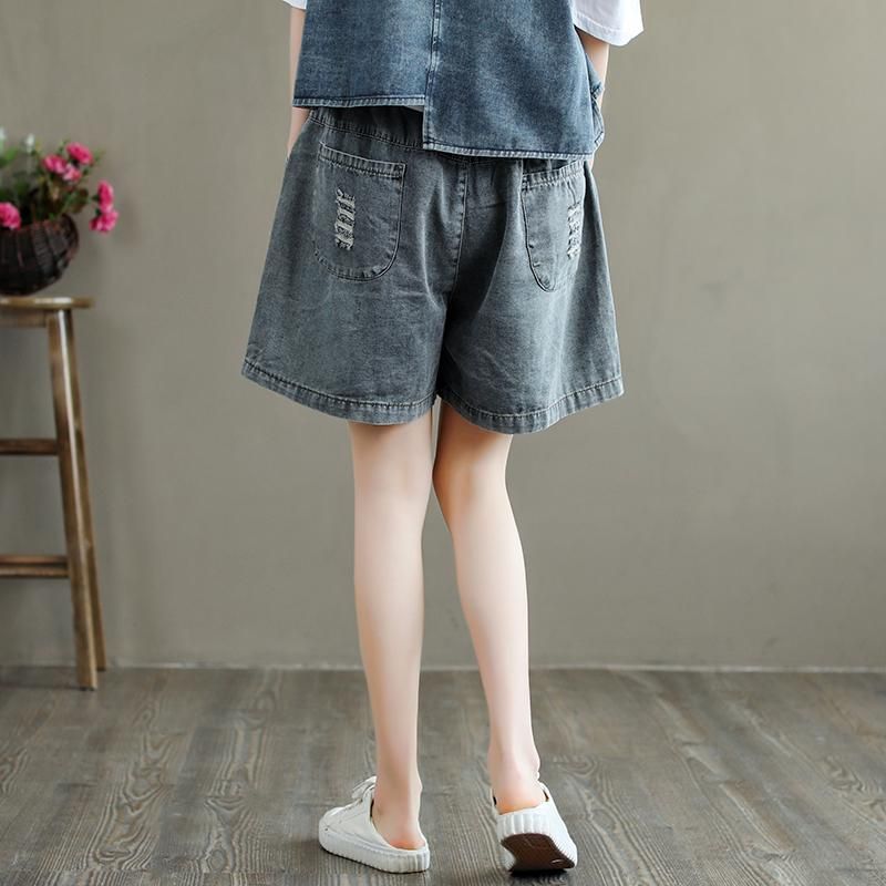 Plus Maat Gescheurde Losse Vintage Denim Shorts