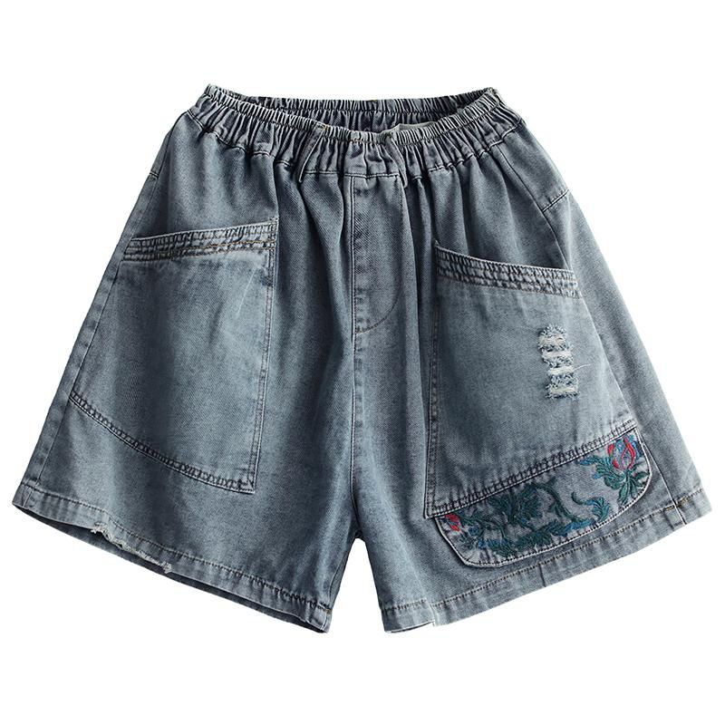 Plus Maat Gescheurde Losse Vintage Denim Shorts