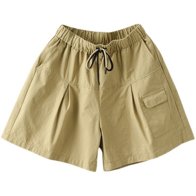 Zomer Dames Effen Vetersluiting Taille Losse Katoenen Shorts