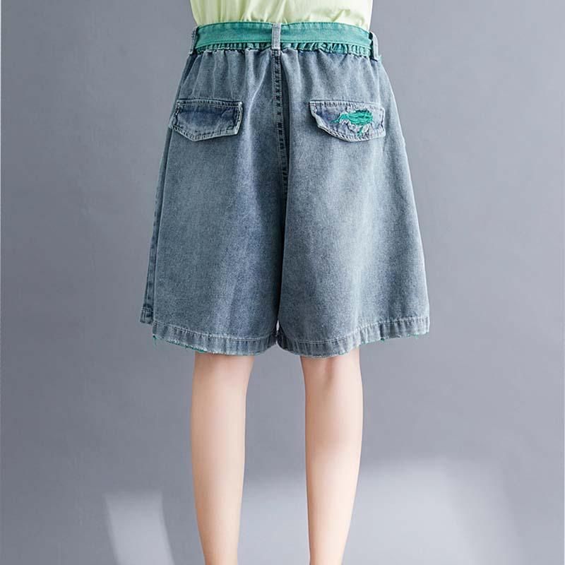 Zomer Losse A-lijn Katoenen Denim Shorts