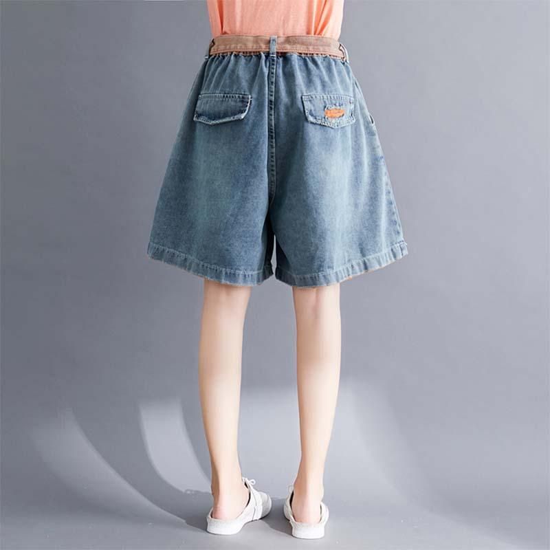 Zomer Losse A-lijn Katoenen Denim Shorts