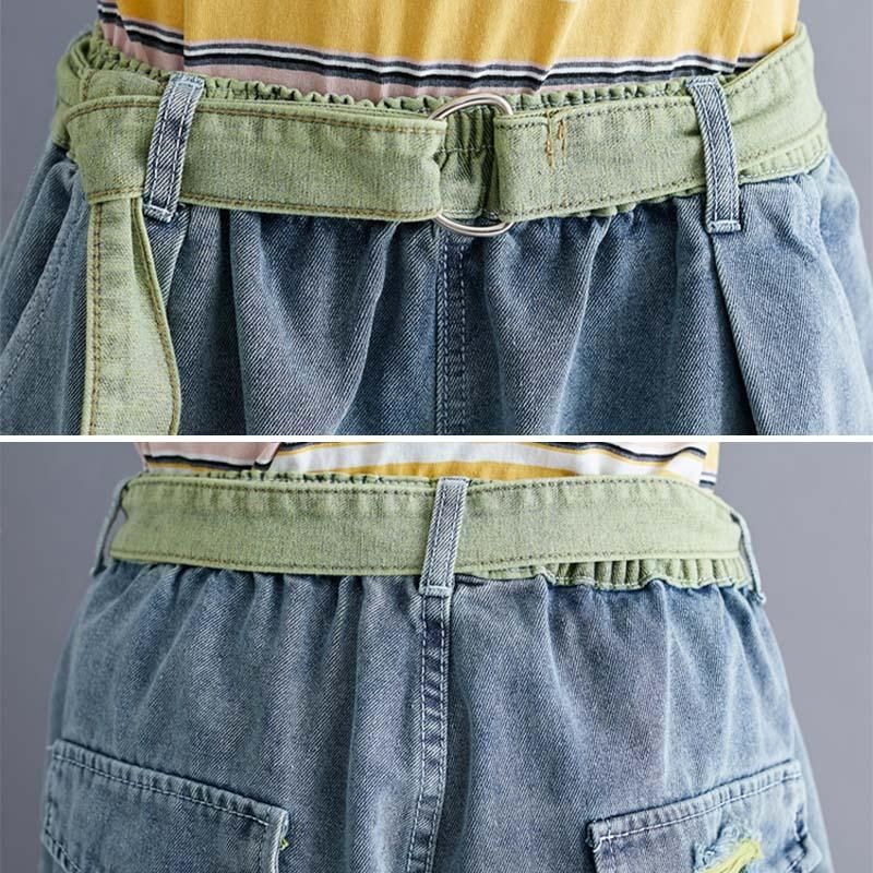 Zomer Losse A-lijn Katoenen Denim Shorts