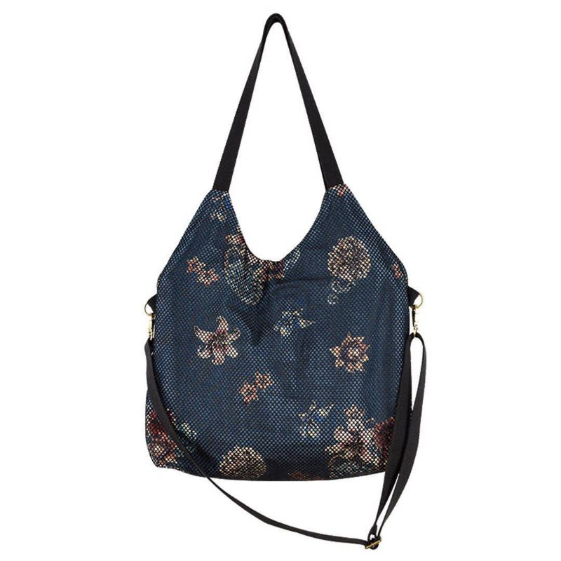 Dames Mesh Bedrukte Denim Casual Schoudertas Crossbody Tas