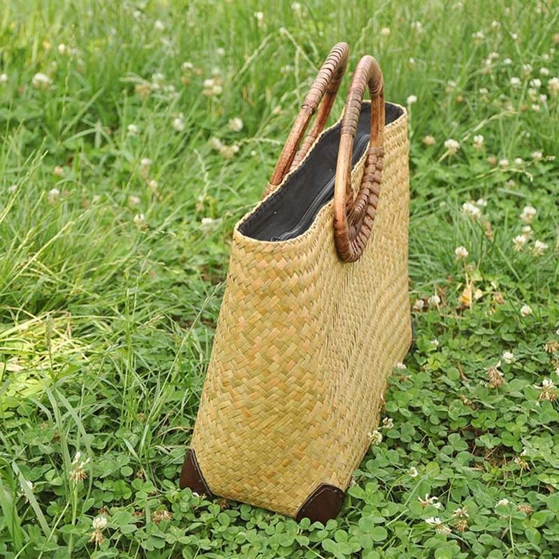 Dames Weave Stro Handgeweven Zomer Strandtas