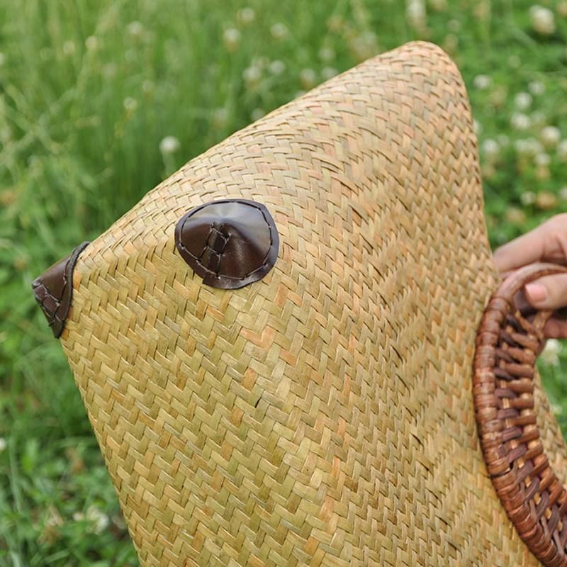 Dames Weave Stro Handgeweven Zomer Strandtas