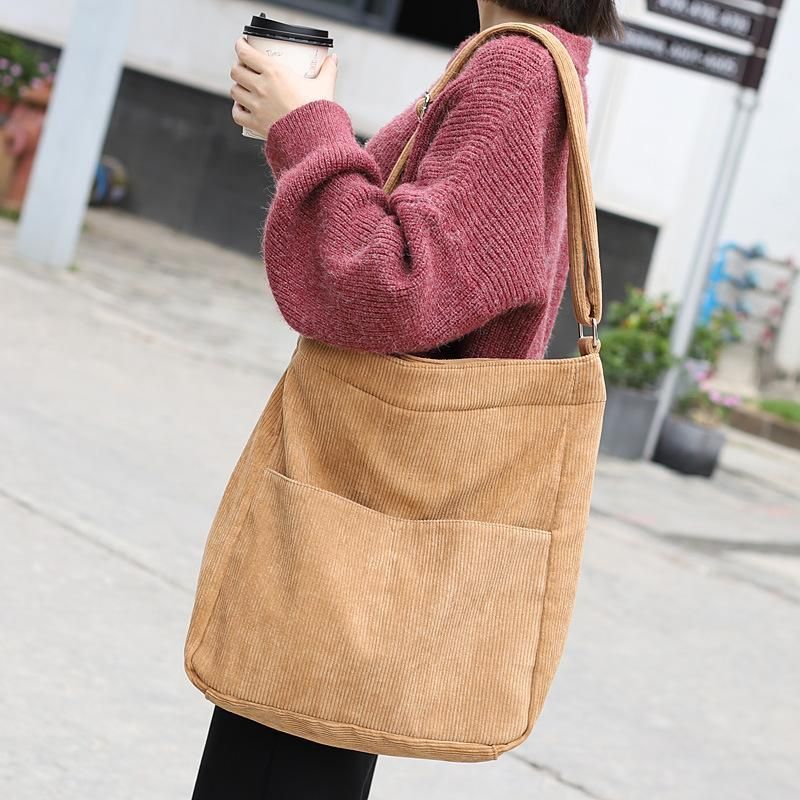 Eenvoudige Casual Corduroy Crossbodytas In Effen Kleur