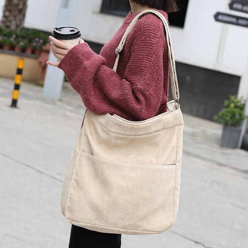 Eenvoudige Casual Corduroy Crossbodytas In Effen Kleur