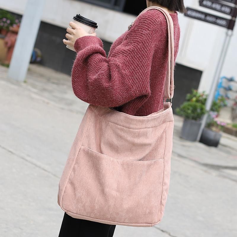 Eenvoudige Casual Corduroy Crossbodytas In Effen Kleur