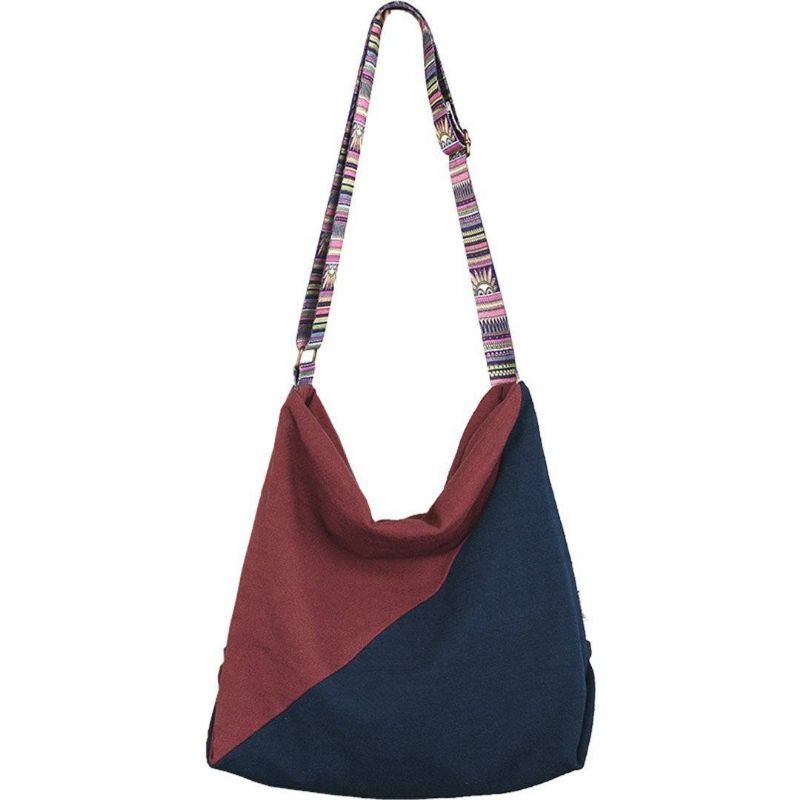 Katoen Linnen Kleurblok Casual Tas Met Grote Capaciteit Crossbody Tas