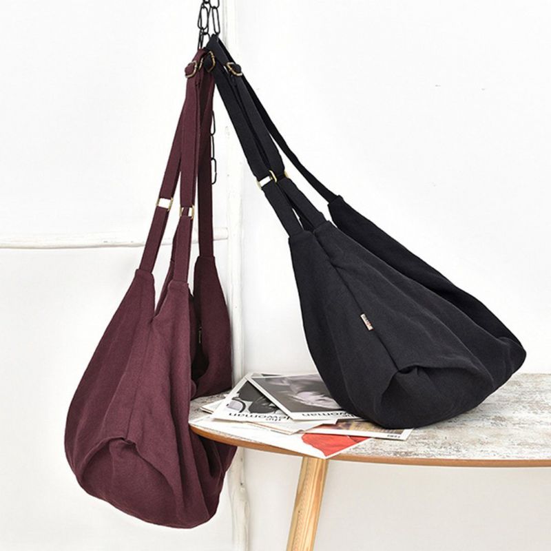 Originele Ruches Linnen Stevige Crossbody Tas Met Gespen