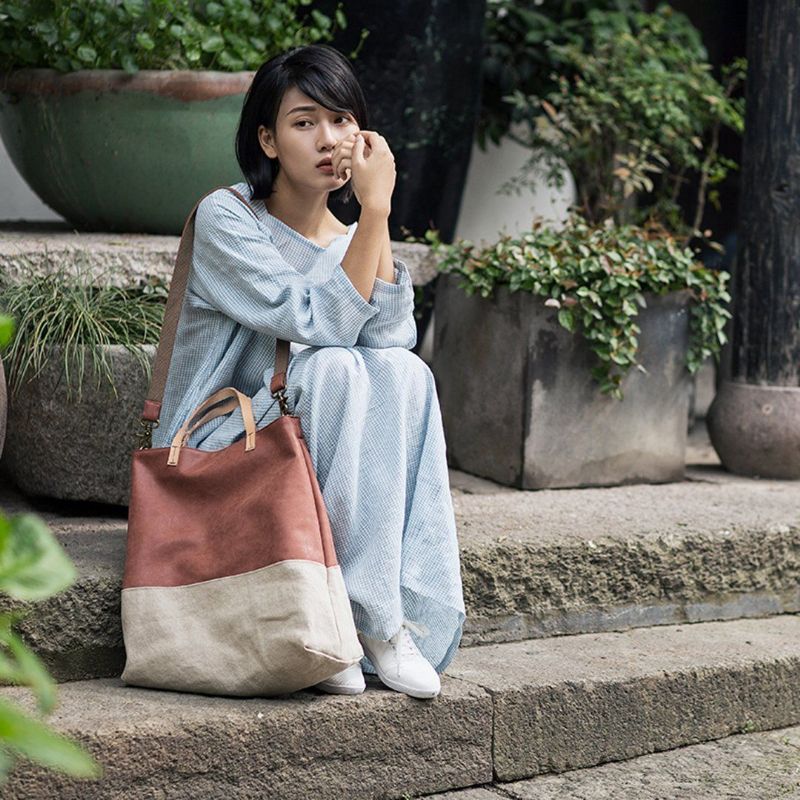 Retro Crossbody-tas Met Kleurenblok Vrijetijdstas Met Grote Capaciteit