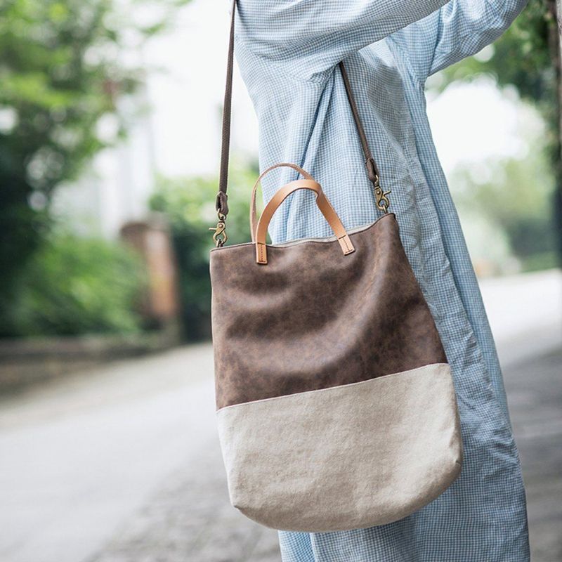 Retro Crossbody-tas Met Kleurenblok Vrijetijdstas Met Grote Capaciteit