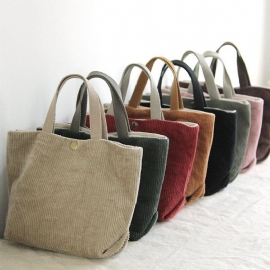 Stevige Corduroy Metalen Knop Retro Canvas Tas Handtas