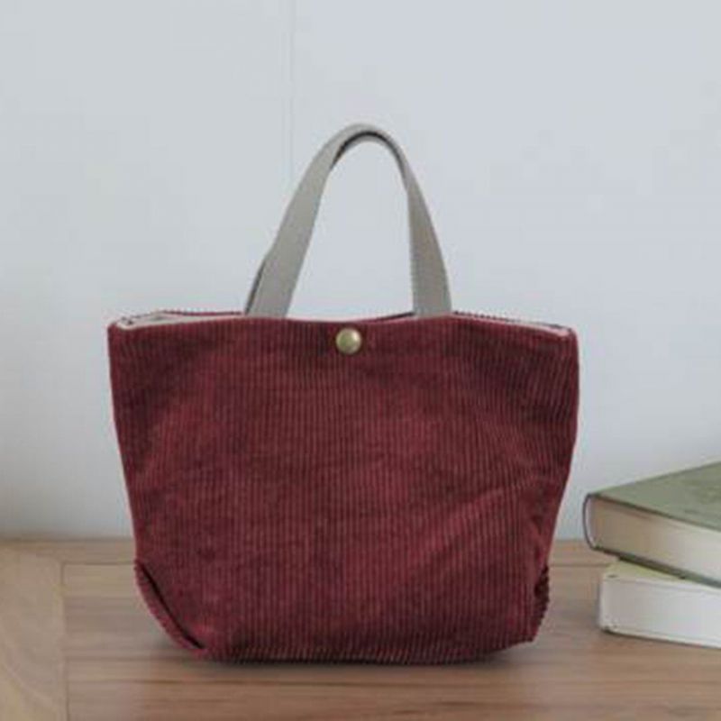 Stevige Corduroy Metalen Knop Retro Canvas Tas Handtas