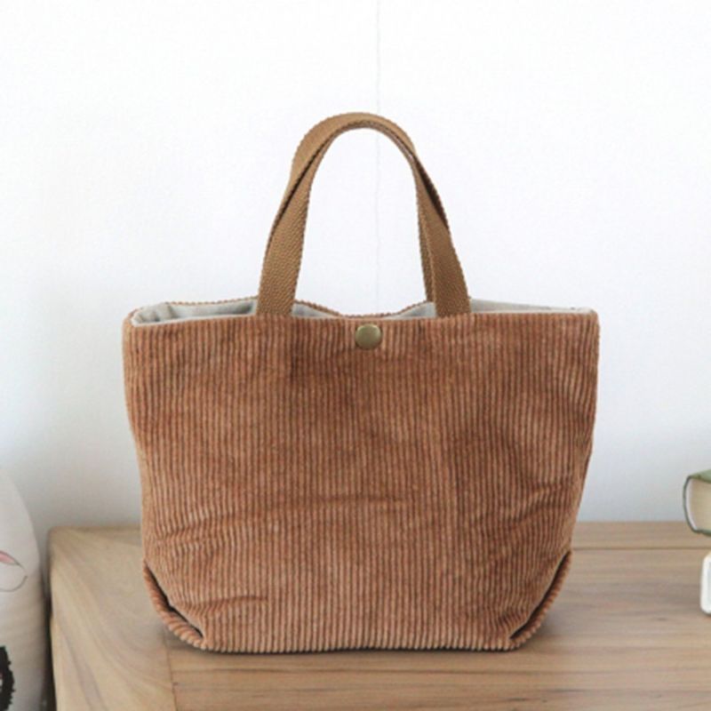 Stevige Corduroy Metalen Knop Retro Canvas Tas Handtas