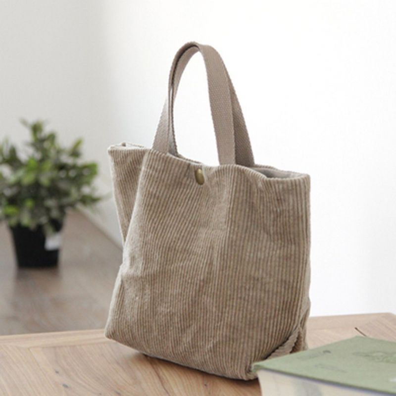 Stevige Corduroy Metalen Knop Retro Canvas Tas Handtas