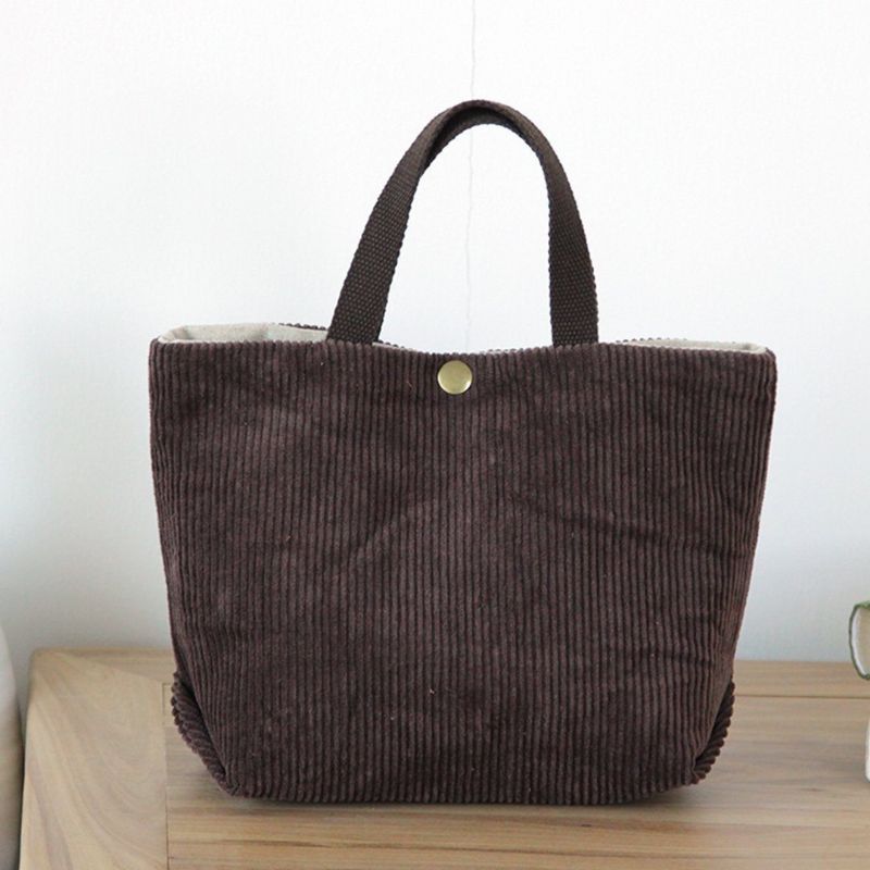 Stevige Corduroy Metalen Knop Retro Canvas Tas Handtas