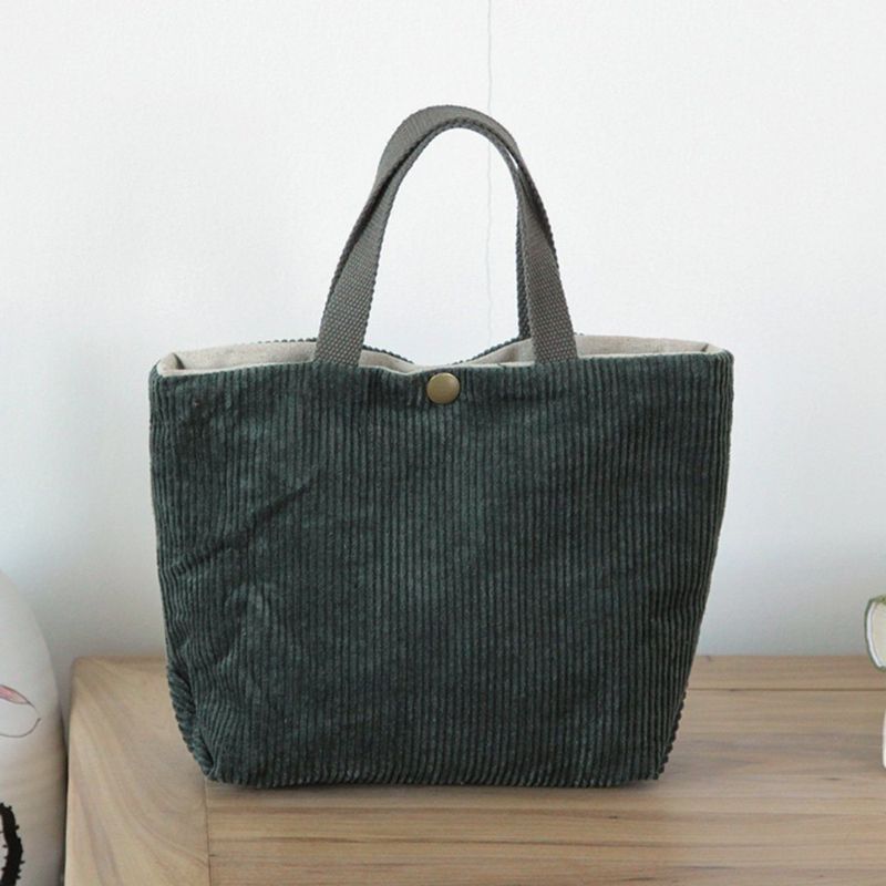 Stevige Corduroy Metalen Knop Retro Canvas Tas Handtas