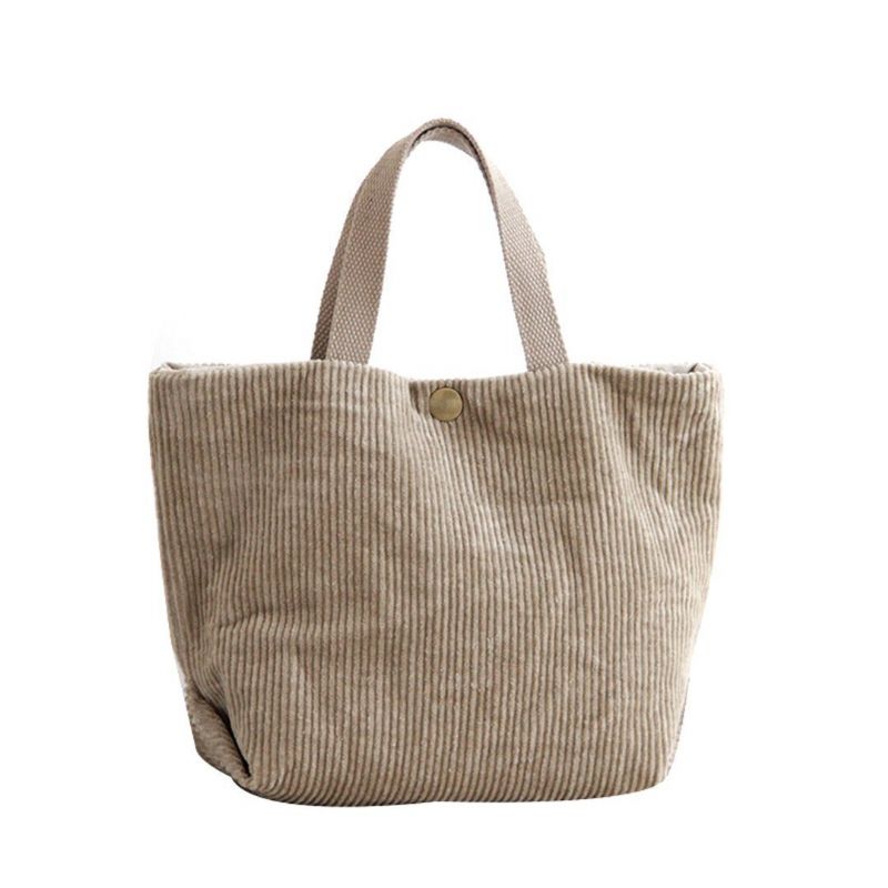 Stevige Corduroy Metalen Knop Retro Canvas Tas Handtas