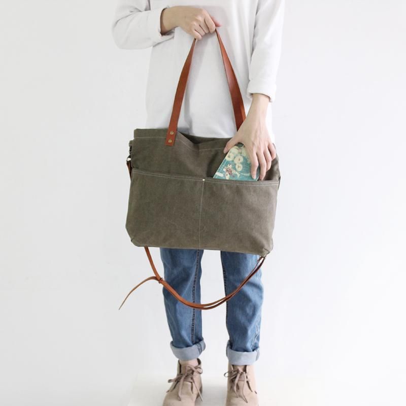 Vintage Canvas Tas Causale Handtas