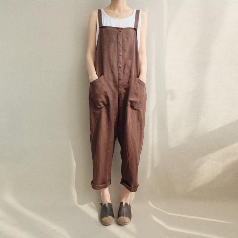 Comfortabele Effen Zachte Zakken Casual Jumpsuits S-5xl