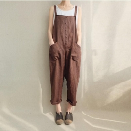 Comfortabele Effen Zachte Zakken Casual Jumpsuits S-5xl