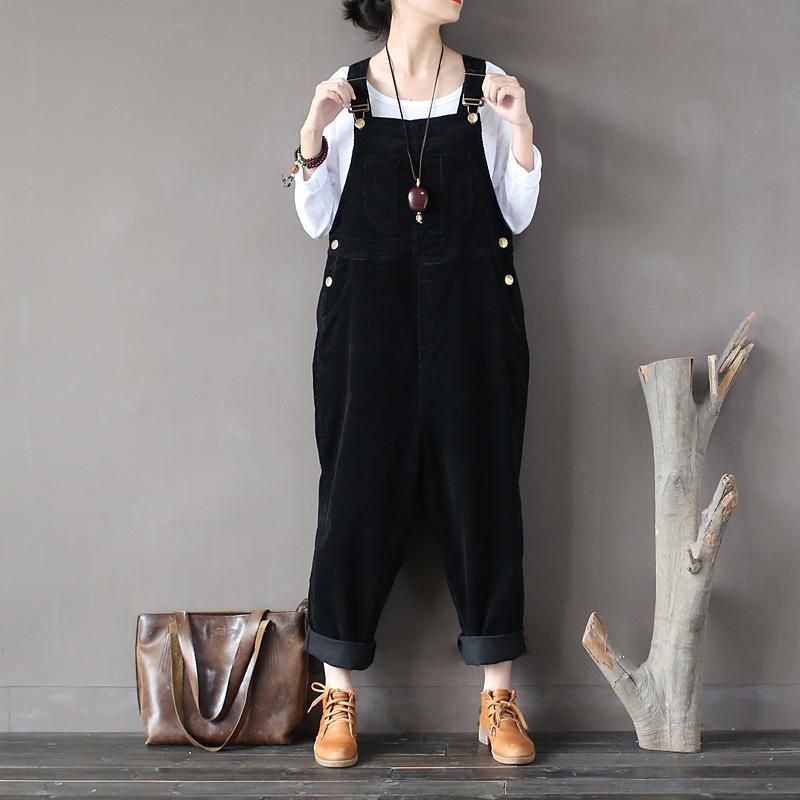 Corduroy Grote Maat Losse Retro Jumpsuit