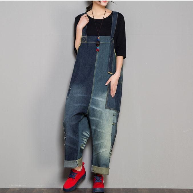 Denim Herfst Retro Bijpassende Jumpsuit