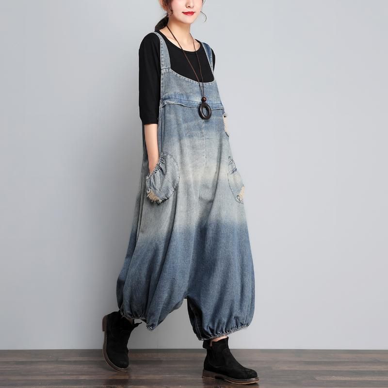 Herfst Vintage Denim Losse Maat Jumpsuit