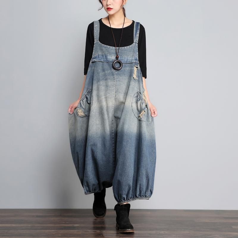 Herfst Vintage Denim Losse Maat Jumpsuit