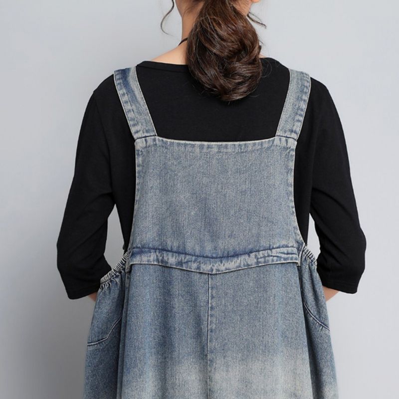 Herfst Vintage Denim Losse Maat Jumpsuit