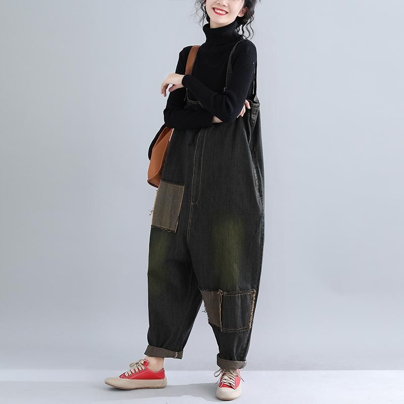 Herfst Winter Retro Harlan Dames Denim Jumpsuit