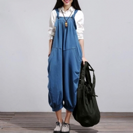 Katoenen Denim Casual Losse Retro Jumpsuit