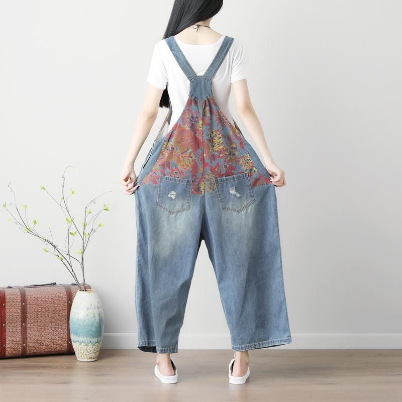 Lente/zomer Dames Jumpsuit Met Grote Print En Wijde Pijpen