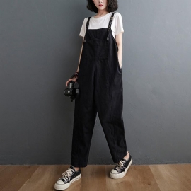 Losse Casual Cropped Jumpsuit Met Rechte Pijpen