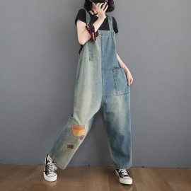 Losse Rechte Denim Jumpsuit Voor Dames