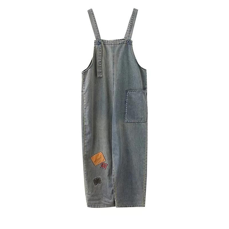 Losse Rechte Denim Jumpsuit Voor Dames