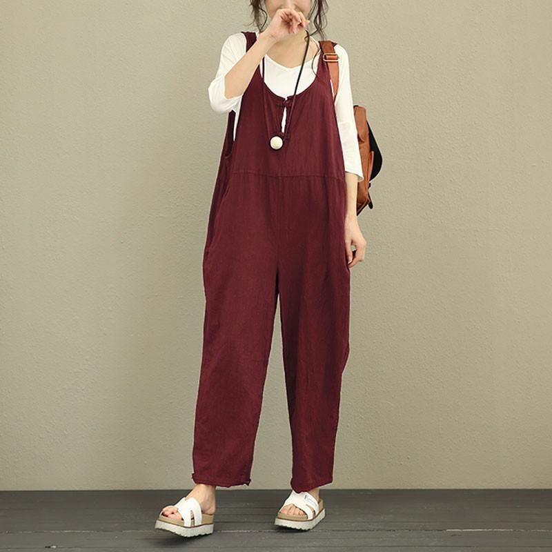 Oversized Losse Casual Katoenen Jumpsuit