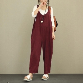 Oversized Losse Casual Katoenen Jumpsuit