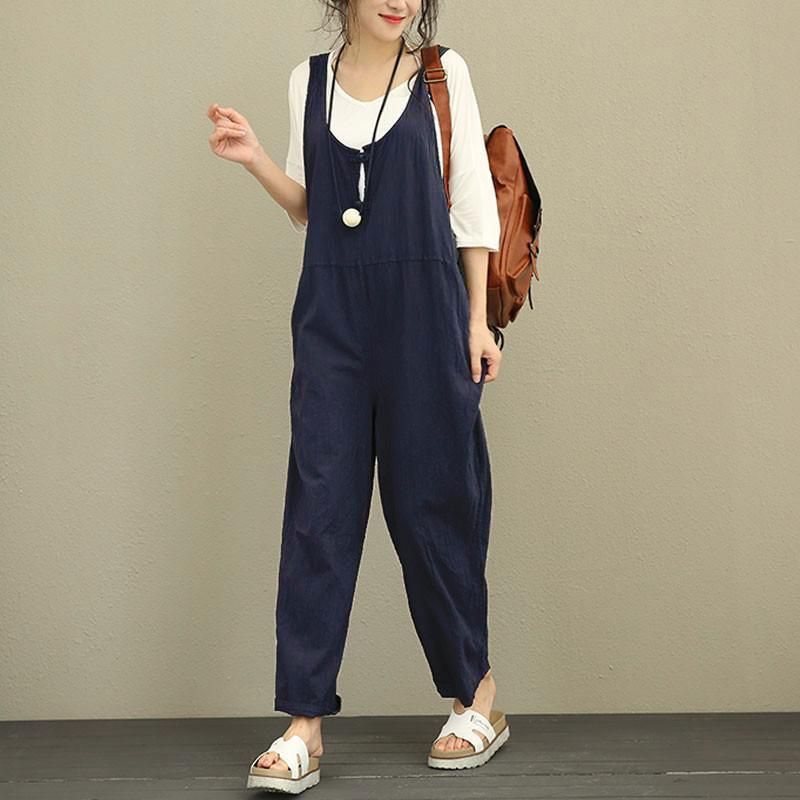 Oversized Losse Casual Katoenen Jumpsuit