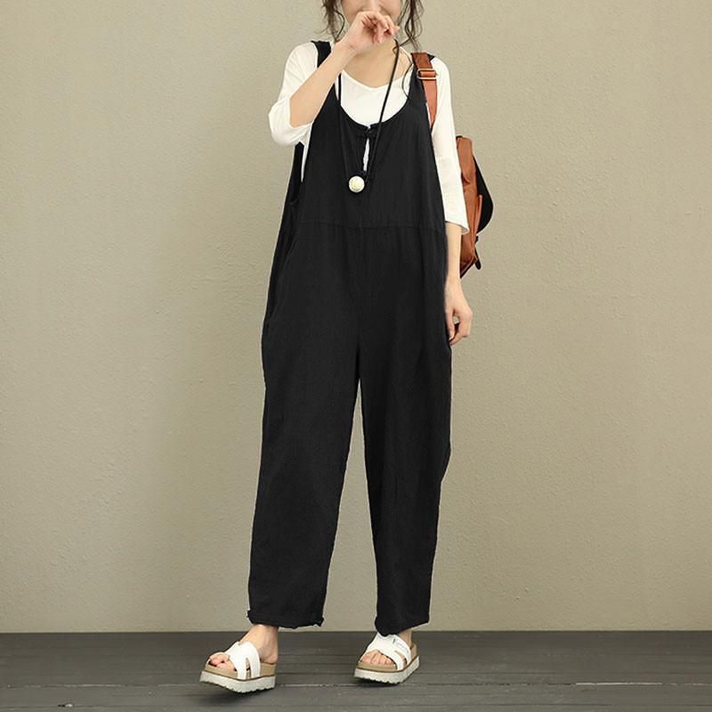 Oversized Losse Casual Katoenen Jumpsuit