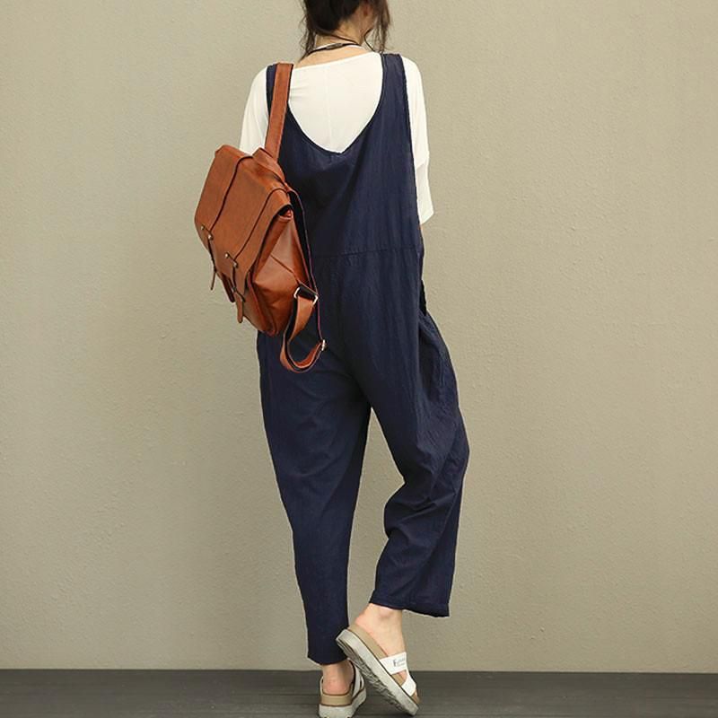 Oversized Losse Casual Katoenen Jumpsuit