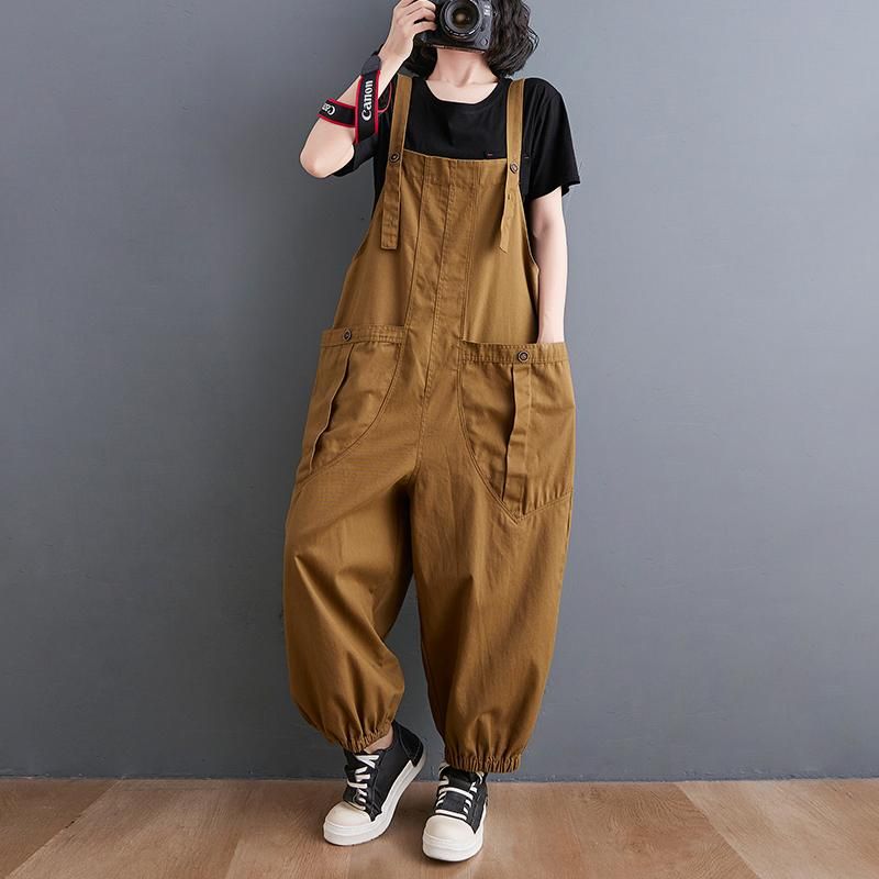 Plus Maat Losse Casual Katoenen Linnen Jumpsuit